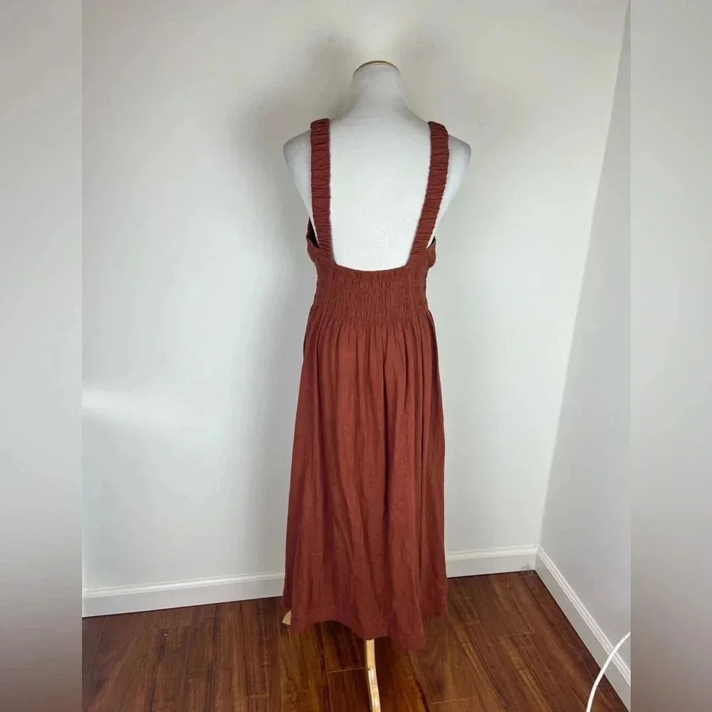Abercrombie & Fitch Linen Ruched Maxi Dress Size S Petite
